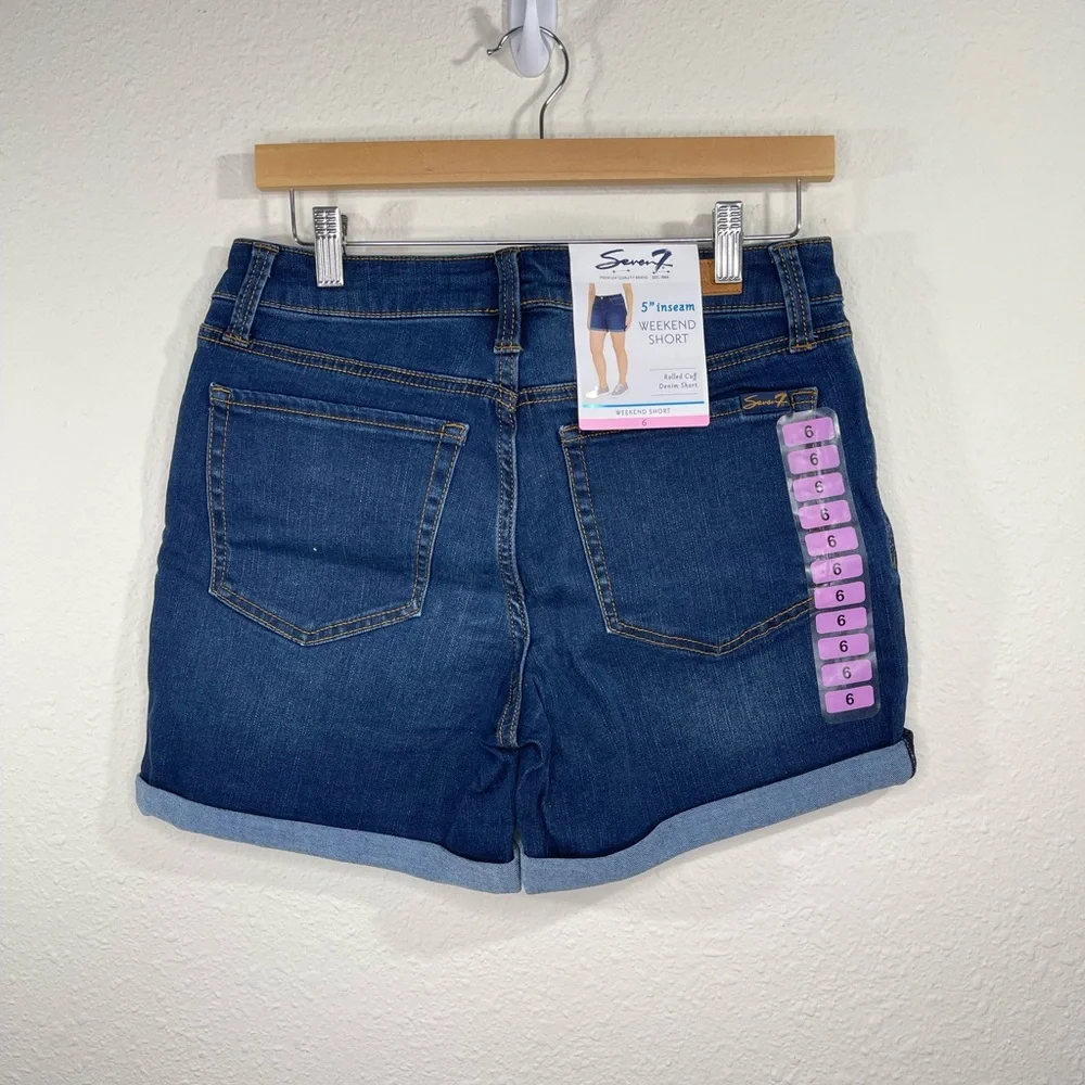 Seven7 Women Weekend Rolled Cuff Stretch Jean Short Color Blue Size 4;6;…